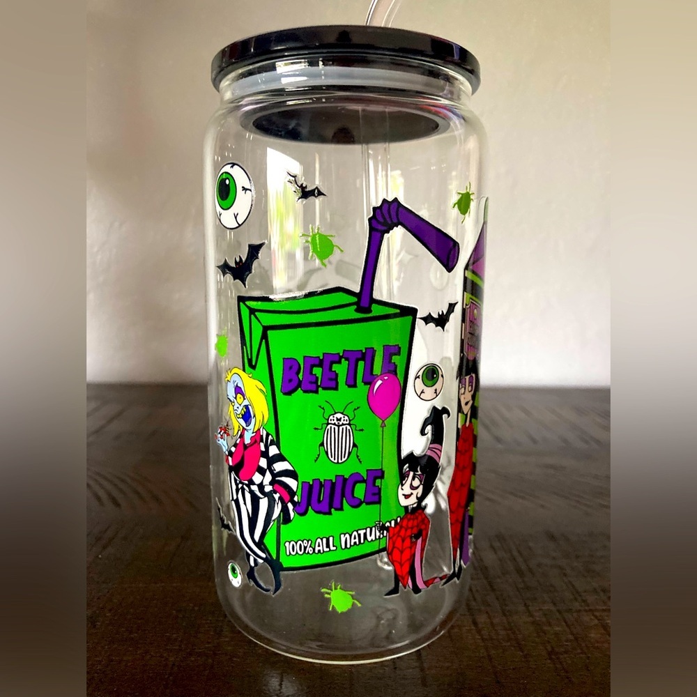 Hand Crafted Beetlejuice Glass Tumbler - Picture 3 of 11